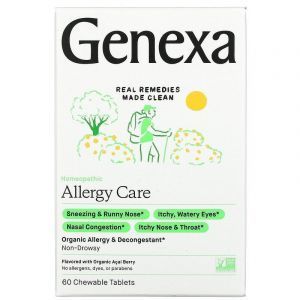 Средство от аллергии, AAllergy & Decongestant, Genexa LLC, ягоды асаи, 60 жевательных таблеток