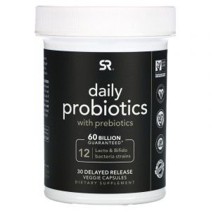 Пробиотики, Daily Probiotics, Sports Research, 60 млрд. КОЕ, с замедленным высвобождением, 30 вегетарианских капсул