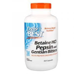 Бетаин гидрохлорид и пепсин, Betaine HCl, Doctor's Best, 360 капсул