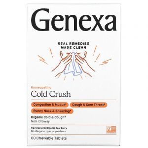 Лечение простуды и кашля, Cold & Cough, Genexa LLC, ягоды асаи, 60 жевательных таблеток