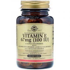 Витамин Е (d-альфа-токоферол), Vitamin E, Solgar, натуральный, 100 МЕ, 100 капсул (Default)