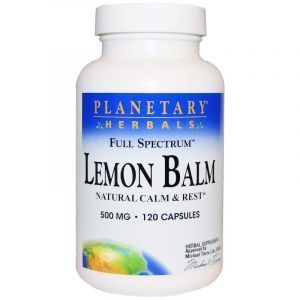 Мелисса, полный спектр, Lemon Balm, Planetary Herbals, 500 мг, 120 капсул