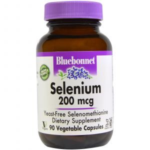 Селен (Selenium), Bluebonnet Nutrition, без дрожжей, 200 мкг, 90 капсул (Default)