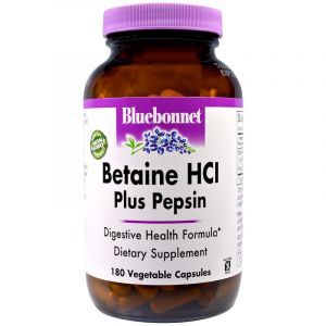 Бетаин HCl + пепсин, Betaine HCl Plus Pepsin, Bluebonnet Nutrition, 180 капcek (Default)