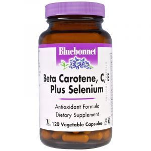 Бета-каротин, C, E + селен, Beta Carotene, Bluebonnet Nutrition, 120 капсул (Default)