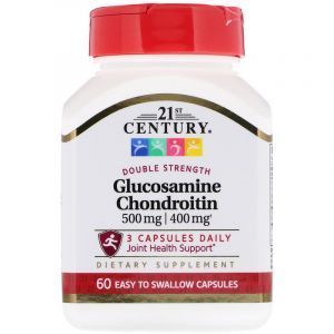 Глюкозамин и хондроитин, Glucosamine 500 mg Chondroitin 400 mg, 21st Century, 60 кап. (Default)