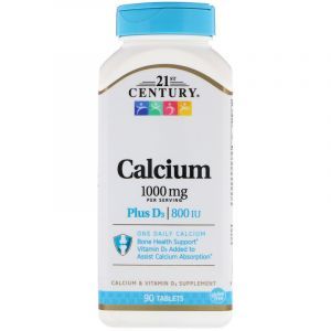 Кальций + Д, Calcium 1000 + D3, 21st Century, 90 таблеток (Default)