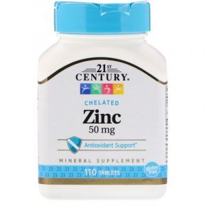 Цинк в таблетках, Zinc, 21st Century, 50 мг, 110 таблеток (Default)