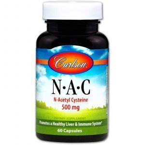 Ацетилцистеин АЦЦ (N-ацетилцистеин), N·A·C, Carlson Labs, 500 мг, 60 капcул