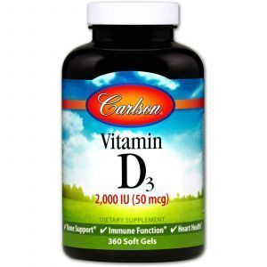 Витамин Д3, Vitamin D3, Carlson Labs, 2000 МЕ, 360 гелевых капсул