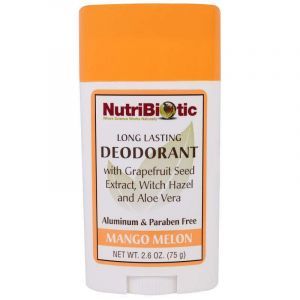 Дезодорант длительного действия, Deodorant, NutriBiotic, с ароматом манго и дыни, 75 г