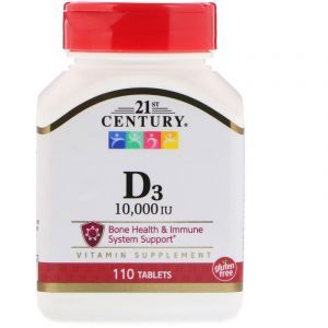 Витамин Д3, Vitamin D3, 21st Century, 10 000 МЕ, 110 таблеток (Default)