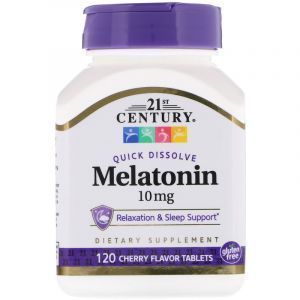 Мелатонин (вишня), Melatonin, 21st Century, 10 мг, 120 таб. (Default)
