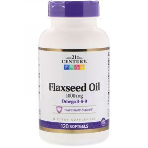Льняное масло, Flaxseed Oil, 21st Century, 1000 мг, 120 кап. (Default)