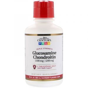 Глюкозамин 1500 мг хондроитин 1200 мг, Glucosamine Chondroitin, 21st Century, малина, 480 мл. (Default)