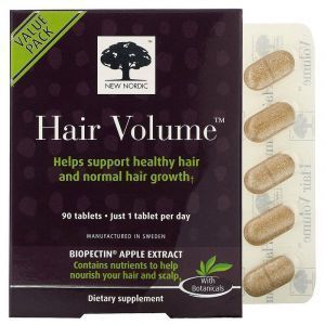 Питательная поддержка для волос,  Hair Volume, New Nordic, с биопектиновым экстрактом яблока, 90 таблеток