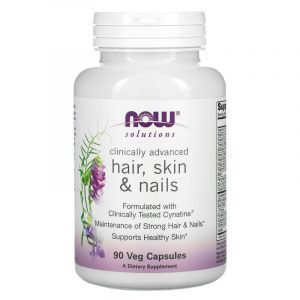 Витамины для волос, ногтей и кожи, Hair, Skin & Nails, Now Foods, Solutions, 90 вегетарианских капсул
