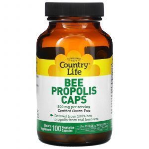 Прополис, Bee Propolis, Country Life, 500 мг, 100 капсул