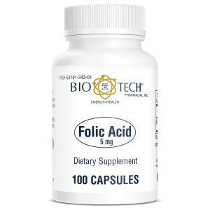 Фолиевая кислота, Folic Acid, Bio-Tech, 5 мг, 100 капсул