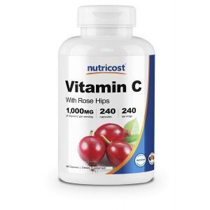 Витамин С с шиповником, Vitamin C with Rose Hips, Nutricost, 1000 мг, 240 капсул
