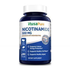 Никотинамид с ресвератролом, Nicotinamide, NusaPure, 500 мг, 180 вегетарианских капсул