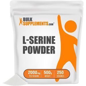 L-серин, L-serine, Bulk Supplements, порошок, 2000 мг, 500 г
