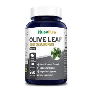 Экстракт оливковых листьев (50% олеуропена), Olive Leaf Extract , NusaPure, 750 мг, 60 вегетарианских капсул