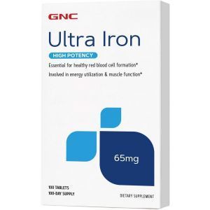 Железо, Ultra Iron, GNC, 65 мг, 100 таблеток