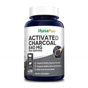Активированный уголь, Activated Charcoal, NusaPure, 840 мг, 200 вегетарианских капсул