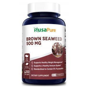 Бурые водоросли, экстракт, Brown Seaweed, NusaPure, 500 мг, 200 вегетарианских капсул