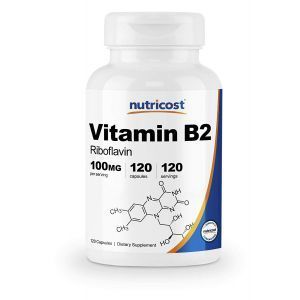 Витамин В2 (рибофлавин), Vitamin B2, Nutricost, 100 мг, 120 капсул