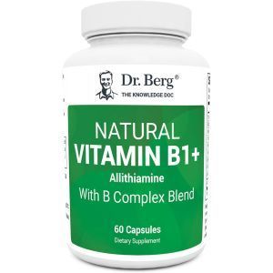 Витамин B1 + аллитиамин, Natural Vitamin B1 + B6 B12 Complex, Dr. Berg's, с В-комплексом, натуральный, 60 капсул