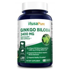 Гинкго Билоба, экстракт, Ginkgo Biloba, NusaPure, 2400 мг, 200 вегетарианских капсул