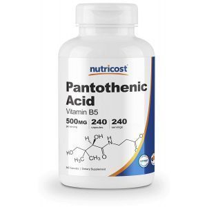 Пантотеновая кислота (витамин В5), Pantothenic Acid, Nutricost, 500 мг, 240 капсул