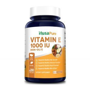Витамин Е, Vitamin E, NusaPure, 1000 МЕ, 200 вегетарианских капсул
