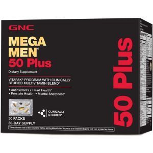 Комплекс для мужчин 50+, Mega Men 50 Plus Vitapak, GNC, 2 упаковки по 30 пакетов