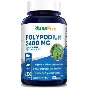 Флебодиум золотистый, здоровье кожи, Polypodium Leucotomos Extract, NusaPure, 240 мг, 200 вегетарианских капсул