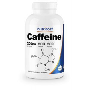 Кофеин, Caffeine, Nutricost, 200 мг, 500 капсул