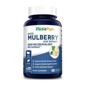 Белая шелковица, экстракт листьев, White Mulberry, NusaPure, 2500 мг, 200 вегетарианских капсул