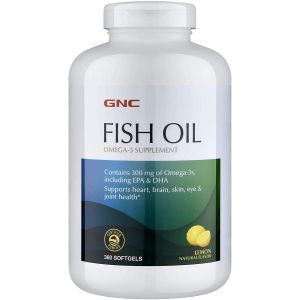 Омега-3 (рыбий жир), Fish Oil, GNC, 300 мг, вкус лимона, 360 гелевых капсул