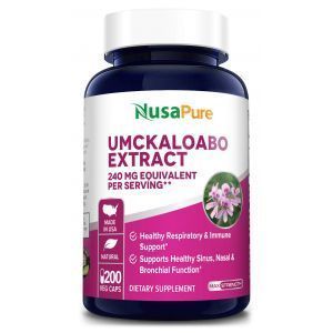 Пеларгония, экстракт цветков, Umckaloabo, NusaPure, 240 мг, 200 вегетарианских капсул