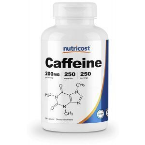 Кофеин, Caffeine, Nutricost, 200 мг, 250 капсул