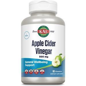 Яблочный уксус, Apple Cider Vinegar, KAL, вкус зеленого яблока, 500 мг, 60 таблеток