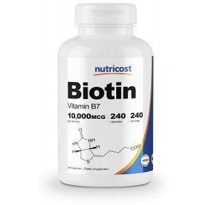 Биотин (витамин В7), Biotin, Nutricost, 10000 мкг, 240 капсул
