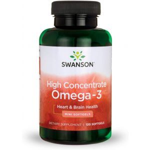 Омега-3, рыбий жир, High Concentrate Omega-3, Swanson, 120 гелевых капсул