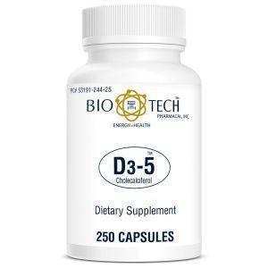 Витамин Д3, Vitamin D3-5, Bio-Tech, 5000 МЕ, 250 капсул