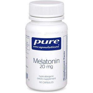 Мелатонин, Melatonin, Pure Encapsulations, поддержка естественного цикла сна, клеток и тканей, 20 мг, 60 капсул