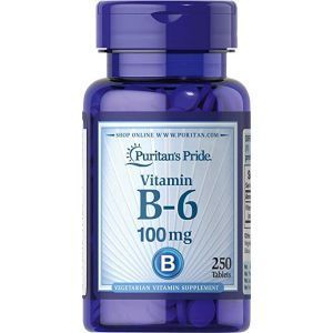 Витамин В6, Vitamin B-6 (Pyridoxine Hydrochloride), Puritan's Pride, 100 мг, 250 таблеток