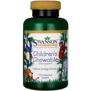 Витамины для детей, Children's Chewable, Swanson, вкус апельсина, 120 жевательных таблеток