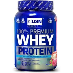 Сывороточный протеин, 100% Premium Whey Protein, USN, премиум-класса, вкус клубничный крем, 908 г
